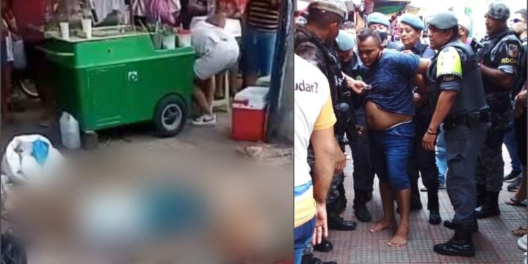 Ex-presidiário é executado no Centro de Manaus e autor dos disparos é preso durante fuga