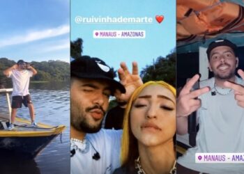 DJ Pedro Sampaio grava audição do lançamento do novo trabalho em festa no meio do rio Negro