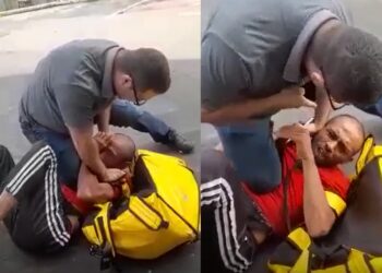 Vídeo: faminto e violento, homem agride entregador de comida em frente ao hospital 28 de Agosto