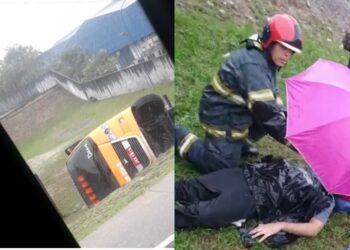 “Amarelinho” tomba na avenida Buriti e deixa passageiros feridos em Manaus