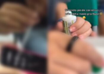Alunos sem noção postam vídeos cheirando pó de corretivo líquido no TikTok; médicos alertam