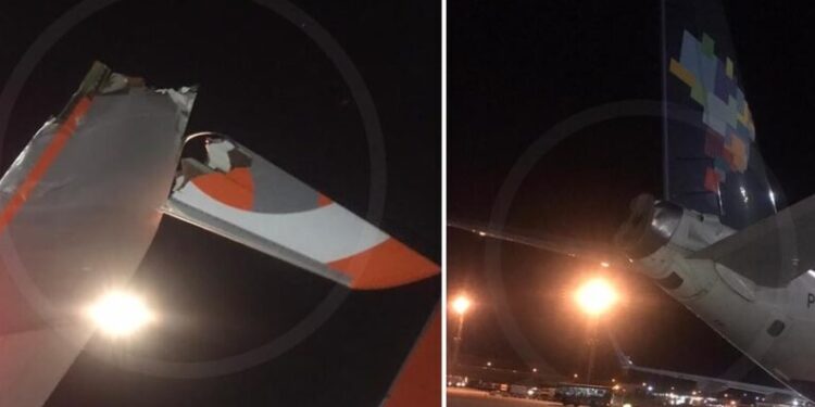 Vídeo: avião da Gol acerta avião da Azul no pátio do aeroporto