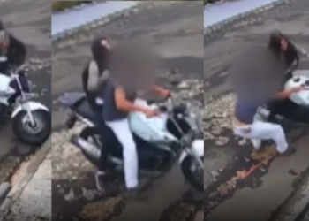 Vídeo: Mulher enfrenta ladrão, vai pra porrada e ele desiste de roubar moto dela