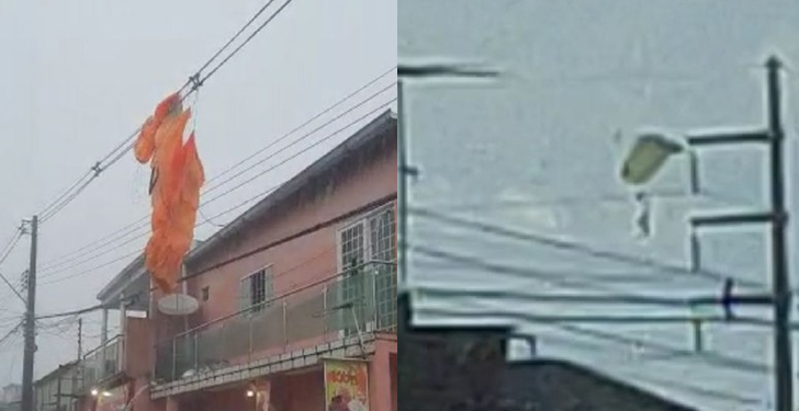 Vídeo: Paraquedista desaparece após pouso de emergência na chuva; outros dois se salvam