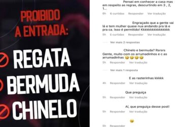 Público reage negativamente após casa noturna All Night proibir pessoas de chinelo e bermuda tactel