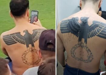 Torcedor com tatuagem nazista inicia processo de alteração do desenho; ele negou saber significado