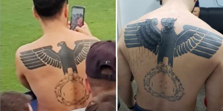 Torcedor com tatuagem nazista inicia processo de alteração do desenho; ele negou saber significado
