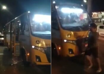 Homem enfurecido quebra ‘Amarelinho’ durante briga de trânsito na Zona Leste; veja