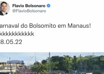 ‘Carnaval do Bolsomito’, diz Flávio Bolsonaro sobre Marcha Para Jesus, realizada em Manaus