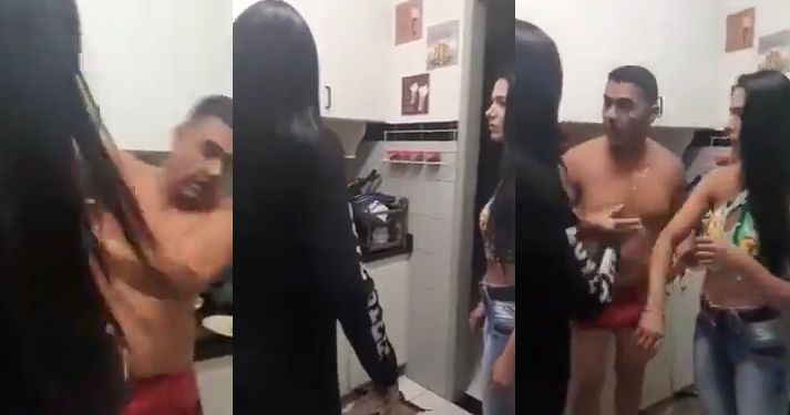 Vídeo: ‘Garanhão’ leva o dele ao ser desmascarado pelas duas mulheres com quem se relacionava