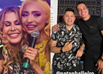 Show no Sambódromo: Ruivinha de Marte, Natan Balieiro e Leo Dias tietam Joelma em Manaus