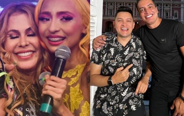 Show no Sambódromo: Ruivinha de Marte, Natan Balieiro e Leo Dias tietam Joelma em Manaus
