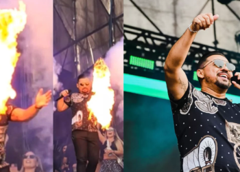 Vídeo: Xand Avião pega fogo durante show ao ser atingido por chamas de equipamento