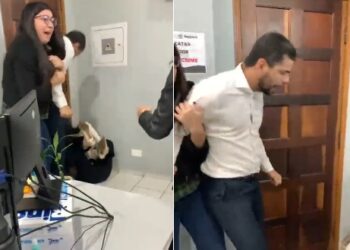 Vídeo chocante: homem descobre ser alvo de investigação e agride colega procuradora