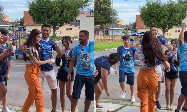 Vídeo: Torcedores do Caprichoso vão atrás da ‘pé frio’ e ex-BBB Eslovênia para agradecer