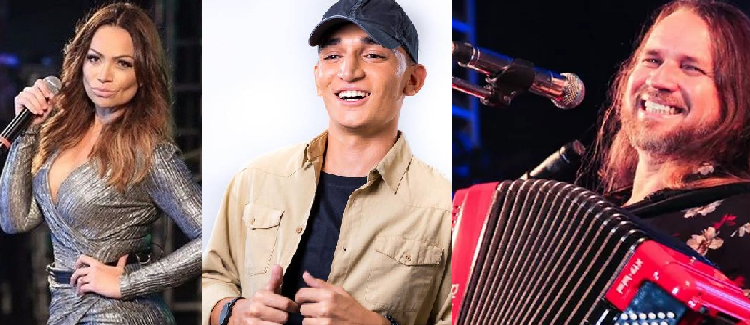 Solange Almeida, João Gomes e Dorgival Dantas na Festa da Laranja, em Rio Preto da Eva