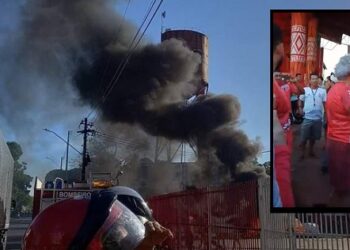 Vídeo: revoltados com salários atrasados, manifestantes ateam fogo na Cidade Garantido