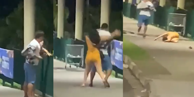 Vídeo: Mulher mete a mãozada em homem ao flagrar suposta traição em shopping