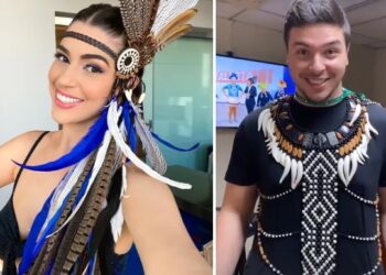 Vale night: caprichosa Vivian Amorim e marido chegam a Parintins e ela chora: ‘sou apaixonada’