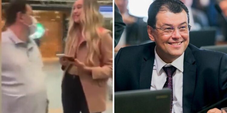 Vídeo: mulheres cercam Eduardo Braga e perguntam sobre milhões em propina e relógio