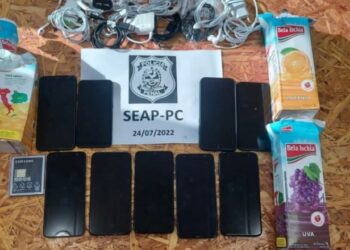 Policial é preso ao tentar entrar em penitenciária com celulares escondidos em caixas de suco