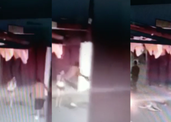 Homem dá ‘voadora’ em mulher no Alvorada e ela cai desacordada na rua; vídeo