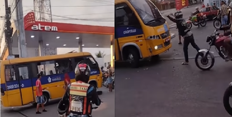 Vídeo: Passageiros e motociclistas dão pedradas em ‘Amarelinho’ após acidente