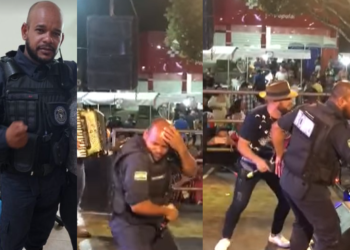 Vídeo: Guarda municipal ‘arreta’ no forró em participação no show da Rabo de Vaca, em Iranduba