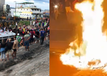 Vídeo: População dispara tiro e queima suposto ‘pirata do rio’; um outro está desaparecido
