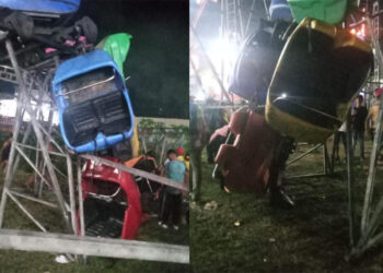 Montanha russa em parque de diversões em Parintins quebra e sete crianças se ferem