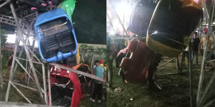 Montanha russa em parque de diversões em Parintins quebra e sete crianças se ferem