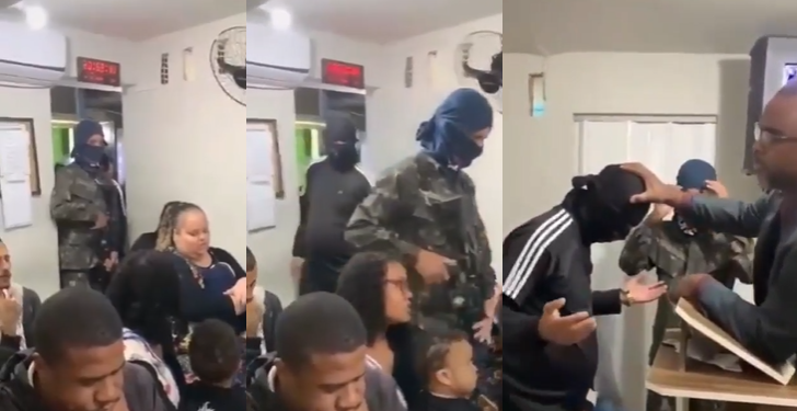 Vídeo: Com fuzis, criminosos entram em culto e pedem oração antes de serem atacados por rivais