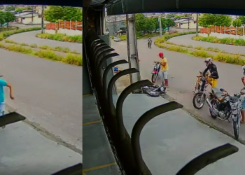 Vídeo mostra pedestre quase sendo acertado por motociclista que se arrebenta na ‘curva da morte’