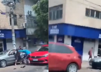 Homem sai no soco com fiscal da Zona Azul, no Centro de Manaus; vídeo