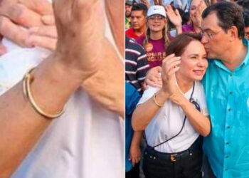 Em campanha no Jorge Teixeira, esposa de Braga desfila com pulseira de luxo