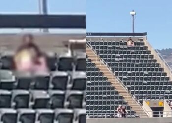 Vídeo: Casal é filmado brincando de ‘cavalinho’ no meio de arquibancada de estádio e vai preso