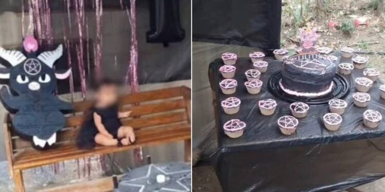 Mulher faz festa com tema ‘satânico’ no aniversário de 1 ano da filha e é criticada: ‘não é festa, é sacrifício’