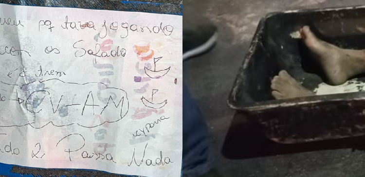 Grupo criminoso deixa bilhete em corpo após executar rapaz em Manaus