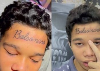 Jovem ganha mil reais para tatuar o nome do presidente na testa e viraliza; vídeo