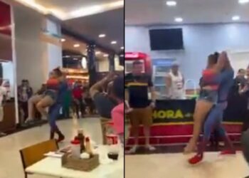 Vídeo: Homem-Aranha de Manaus carrega mulher para separar briga em shopping