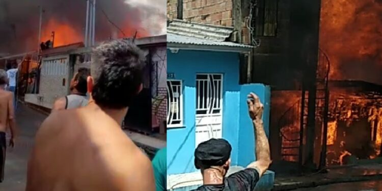 Incêndio de grandes proporções destrói casas e leva desespero ao Japiim: ‘gente, muito triste’