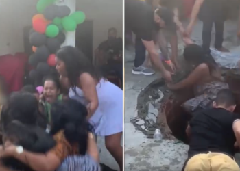 Vídeo: Ao som de ‘Tem Cabaré Essa Noite’, mulheres caem em fossa e saem todas cagadas