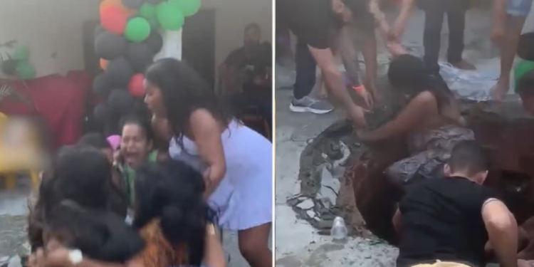Vídeo: Ao som de ‘Tem Cabaré Essa Noite’, mulheres caem em fossa e saem todas cagadas