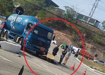 Cena forte: Motociclista morre esmagado por caminhão de gás na BR-319