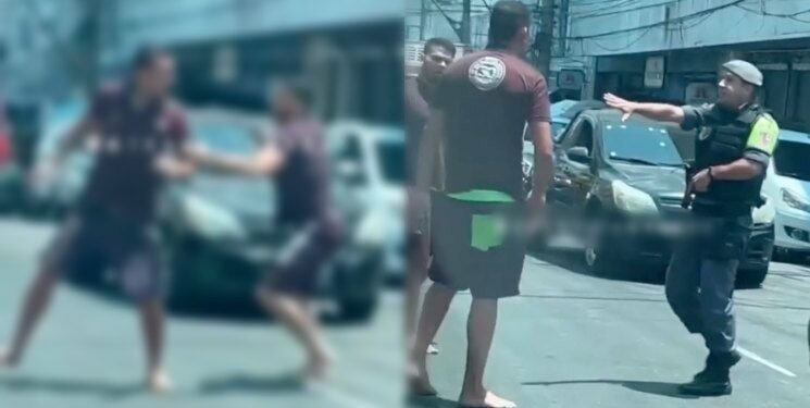 Vídeo: Homens param os carros no meio do trânsito e vão pra porrada no Centro de Manaus