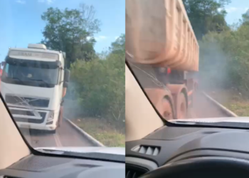 Motorista filma momento em que quase é atingido por carreta desgovernada no AM; veja