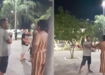 Mulher flagra o ‘presente de Deus’ com novinha na Ponta Negra e a bicuda ‘come’; vídeo