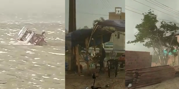 Vídeo: No interior do AM, forte ventania leva telhados, derruba embarcação e causa pânico