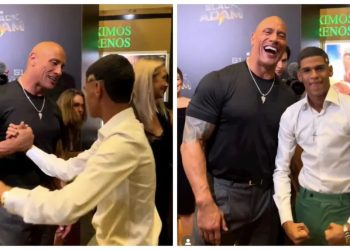 Luva de Pedreiro se encontra com ator e ex-lutador The Rock; veja o vídeo