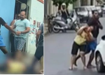 Homem é preso ao ser filmado chutando e arrastando esposa pelos cabelos